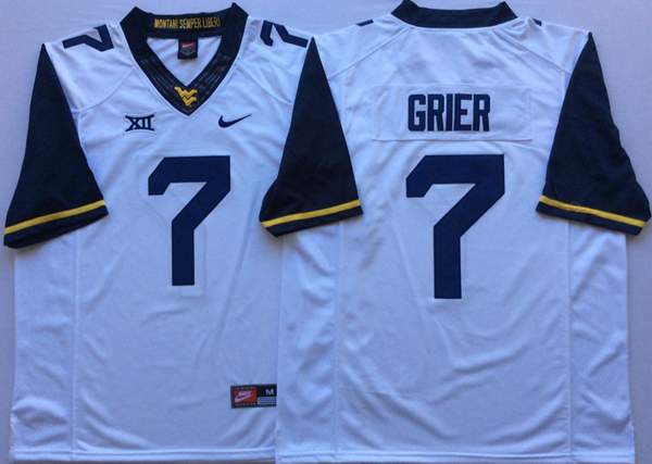 West Virginia Mountaineers GRIER #7 White NCAA Football Jersey