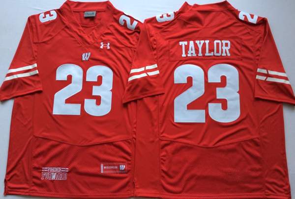 Wisconsin Badgers TAYLOR #23 Red NCAA Football Jersey