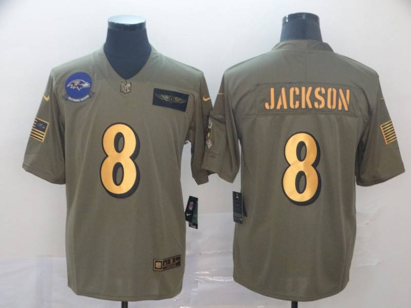 Baltimore Ravens Olive Salute To Service NFL Jersey 03