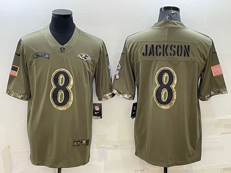 Baltimore Ravens Olive Salute To Service NFL Jersey 05