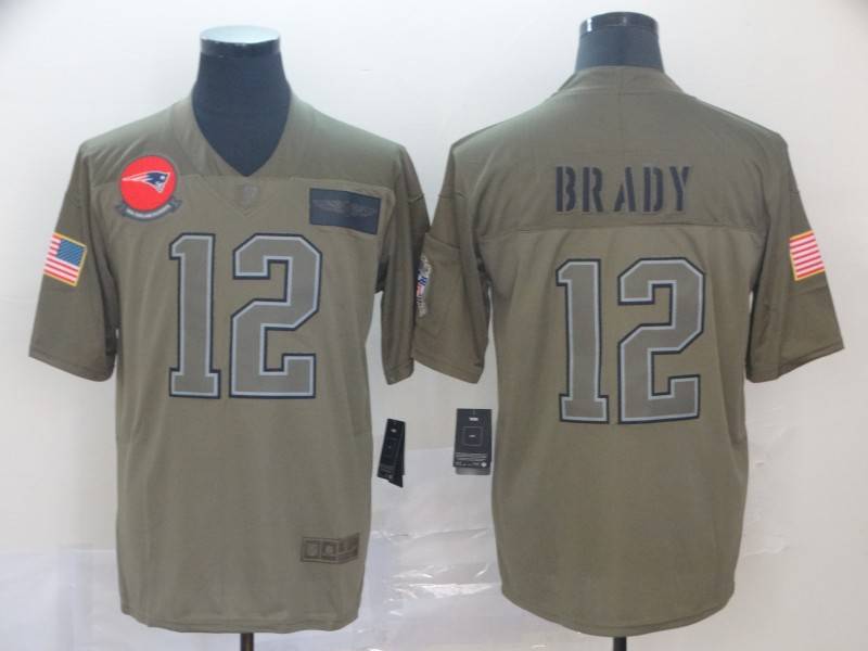 New England Patriots Olive Salute To Service NFL Jersey 02