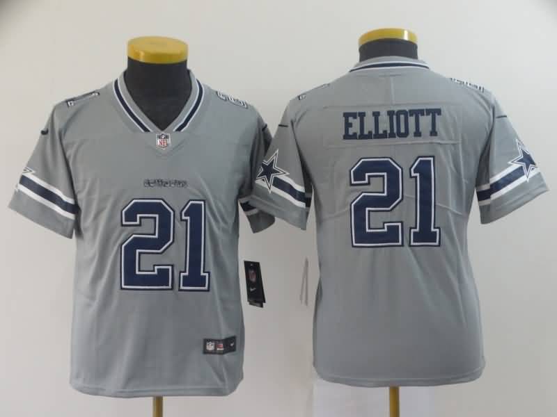 Dallas Cowboys Kids ELLIOTT #21 Grey Inverted Legend NFL Jersey