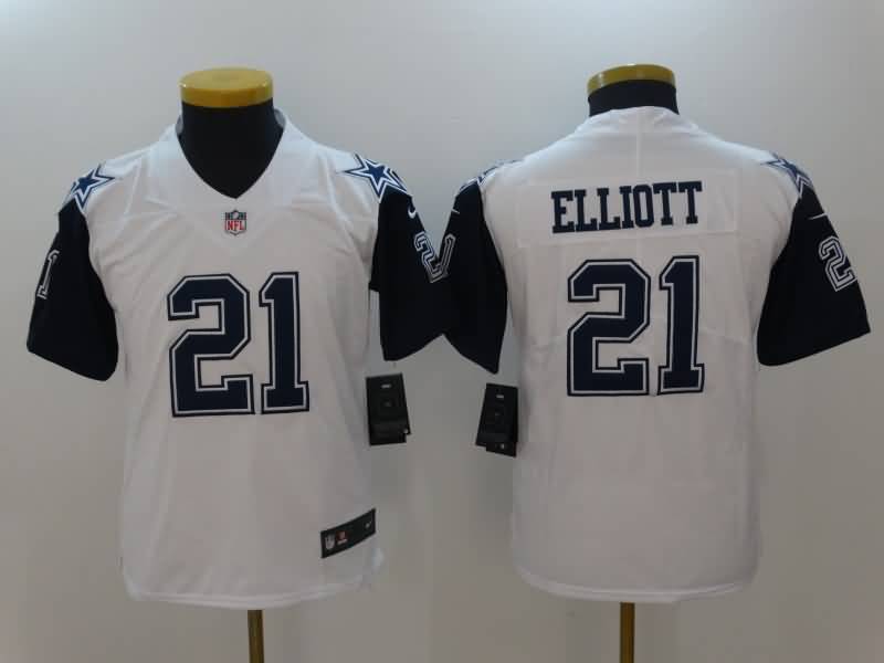 Dallas Cowboys Kids ELLIOTT #21 White NFL Jersey 02