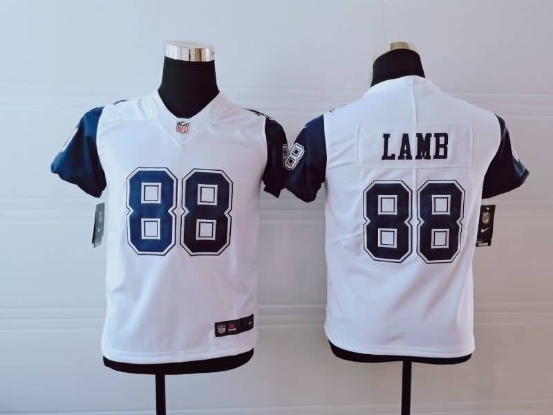 Dallas Cowboys Kids LAMB #88 White NFL Jersey 02