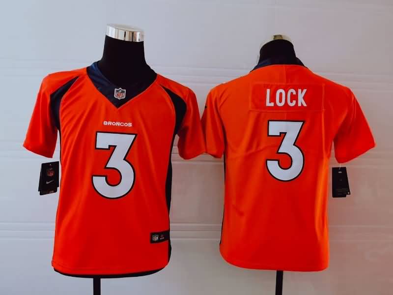 Denver Broncos Kids LOCK #3 Orange NFL Jersey