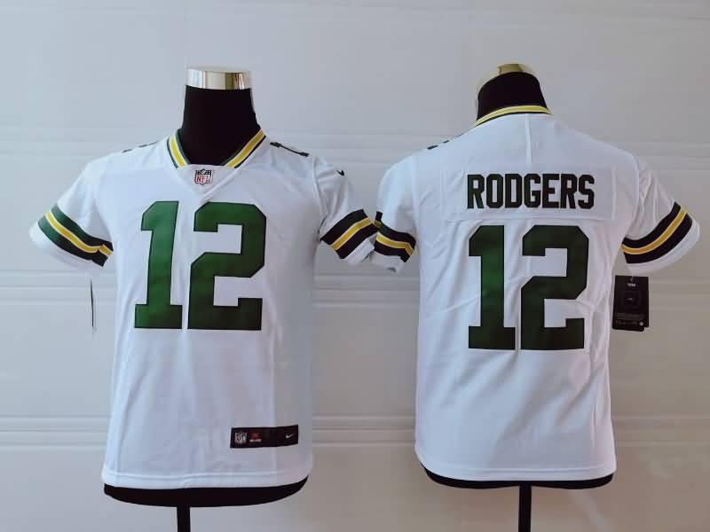 Green Bay Packers Kids RODGERS #12 White NFL Jersey