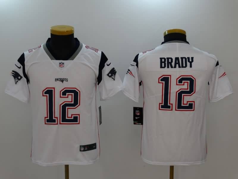 New England Patriots Kids BRADY #12 White NFL Jersey