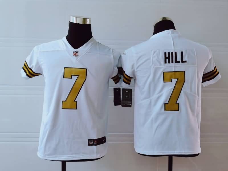 New Orleans Saints Kids HILL #7 White NFL Jersey 02