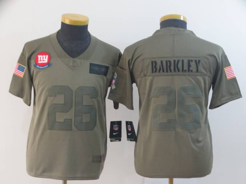 New York Giants Kids BARKLEY #26 Olive Salute To Service NFL Jersey