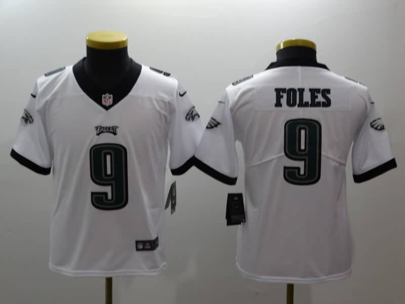 Philadelphia Eagles Kids FOLES #9 White NFL Jersey