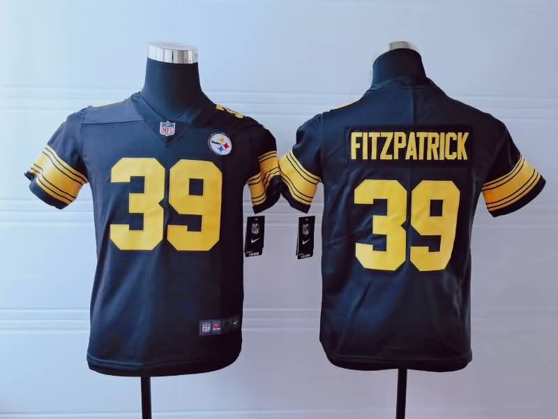 Pittsburgh Steelers Kids FITZPATRICK #39 Black NFL Jersey 03
