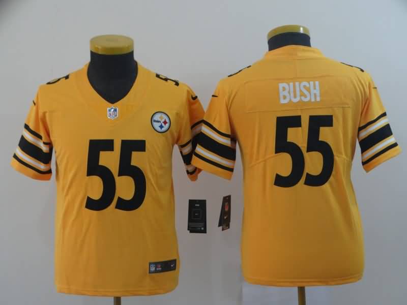 Pittsburgh Steelers Kids BUSH #55 Yellow Inverted Legend NFL Jersey