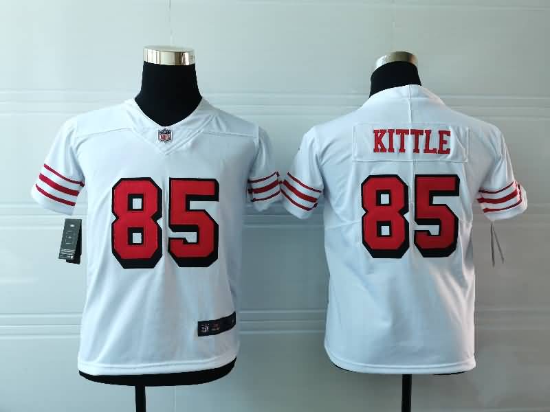 San Francisco 49ers Kids KITTLE #85 White Retro NFL Jersey