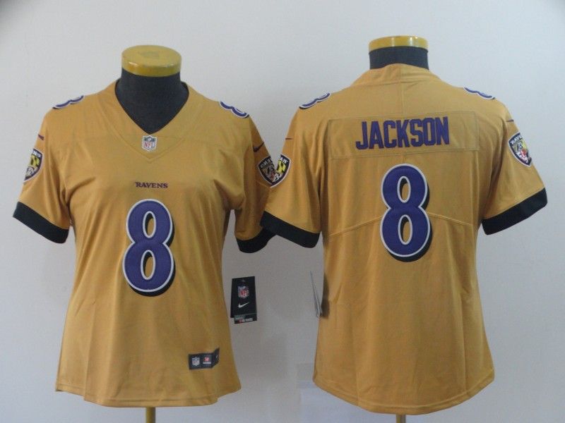 Baltimore Ravens JACKSON #8 Tan Inverted Legend Women NFL Jersey