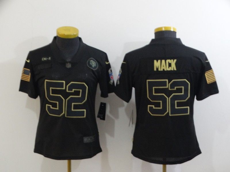Chicago Bears MACK #52 Black Gold Salute To Service Women NFL Jersey