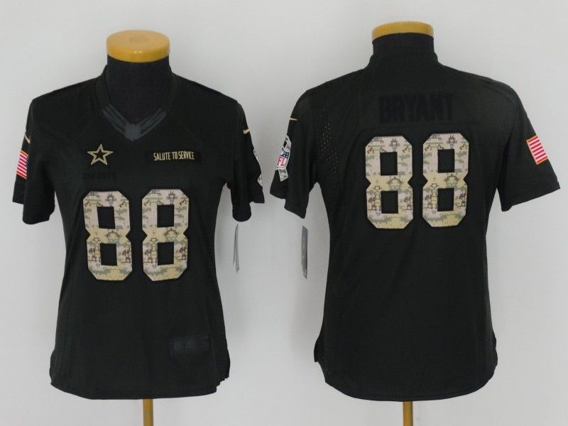 Dallas Cowboys BRYANT #88 Olive Salute To Service Women NFL Jersey 02