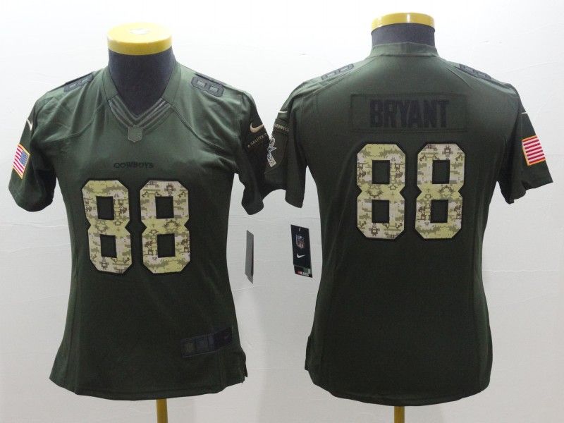 Dallas Cowboys BRYANT #88 Olive Salute To Service Women NFL Jersey 03