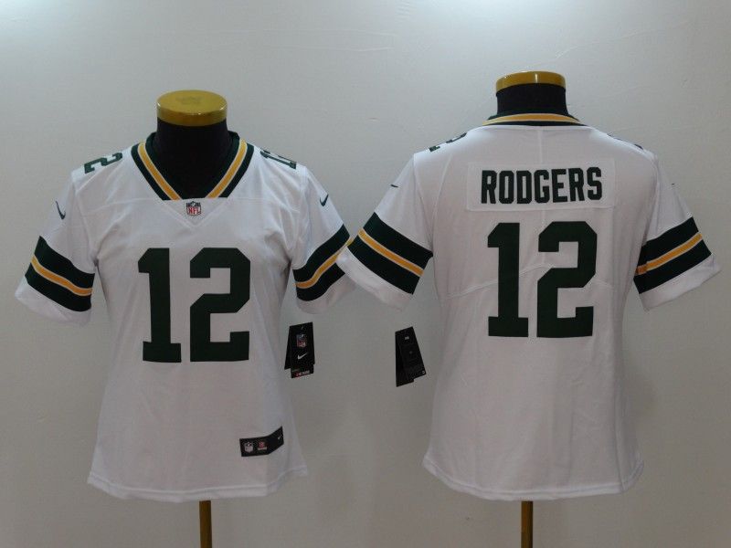 Green Bay Packers RODGERS #12 White Women NFL Jersey