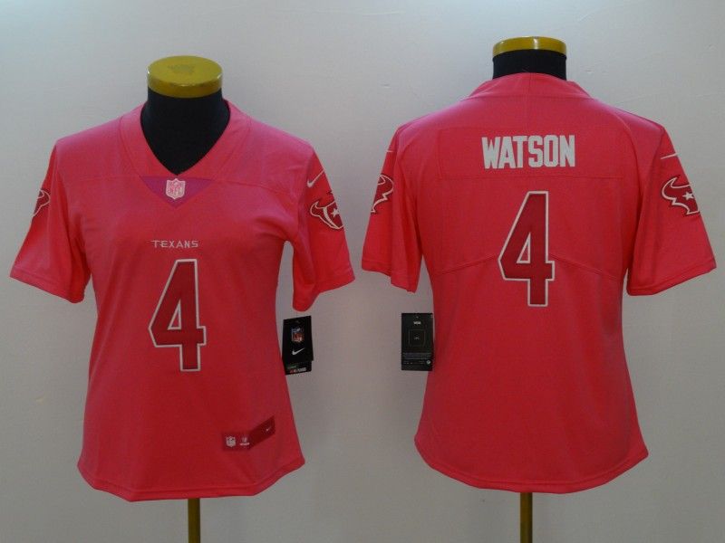 Houston Texans WATSON #4 Pink Fashion Women NFL Jersey