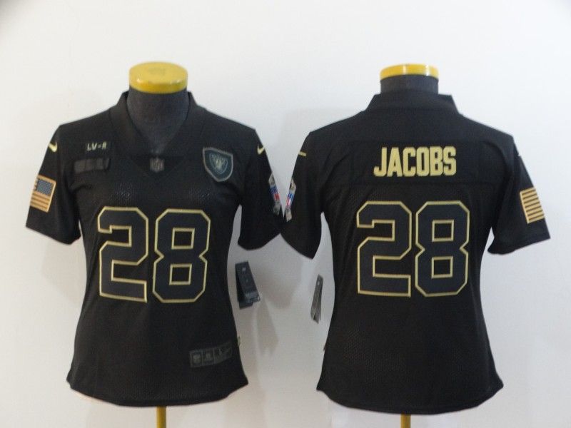 Las Vegas Raiders JACOBS #28 Black Gold Salute To Service Women NFL Jersey