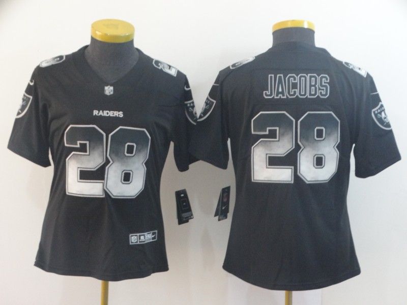 Las Vegas Raiders JACOBS #28 Black Smoke Fashion Women NFL Jersey