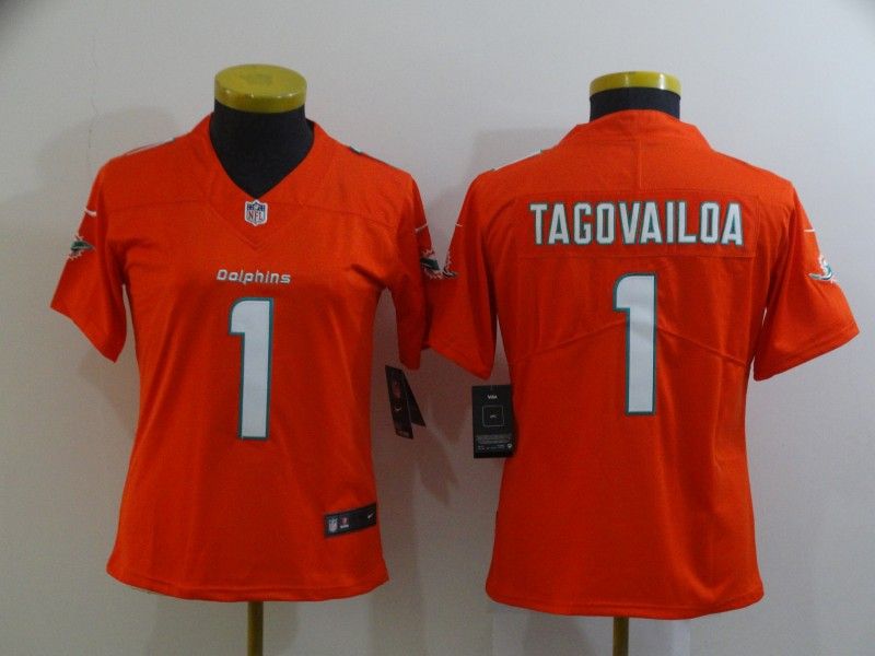 Miami Dolphins TAGOVAILOA #1 Orange Women NFL Jersey