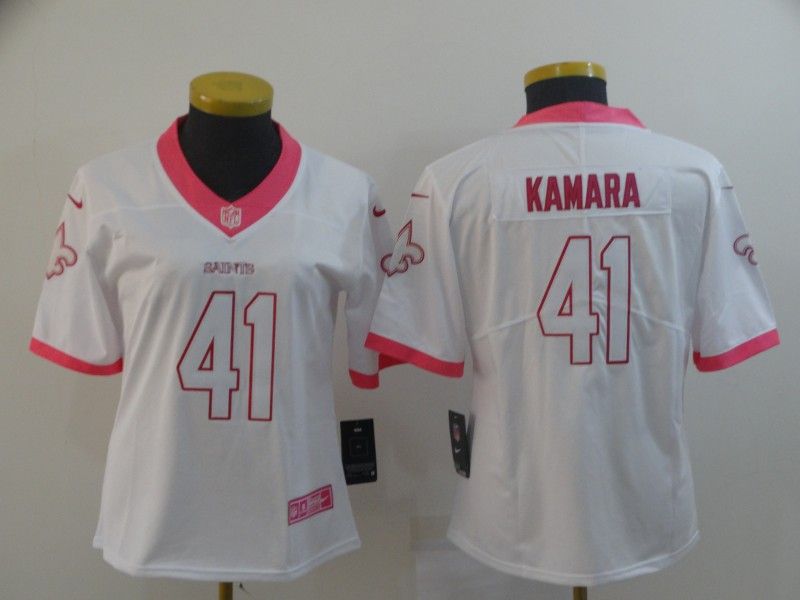 New Orleans Saints KAMARA #41 White Fashion Women NFL Jersey