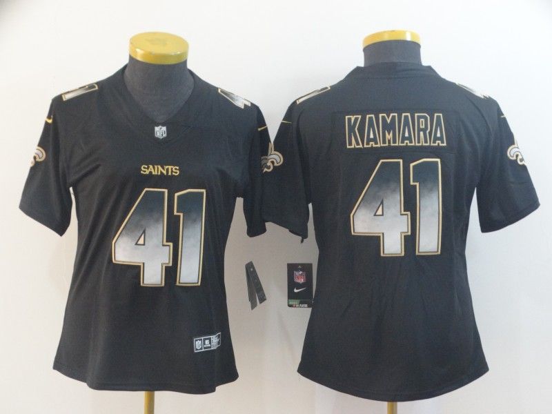 New Orleans Saints KAMARA #41 Black Smoke Fashion Women NFL Jersey