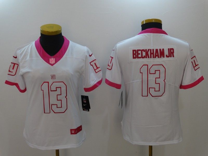 New York Giants BECKHAM JR #13 White Fashion Women NFL Jersey
