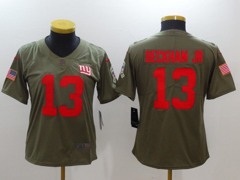 New York Giants BECKHAM JR #13 Olive Salute To Service Women NFL Jersey