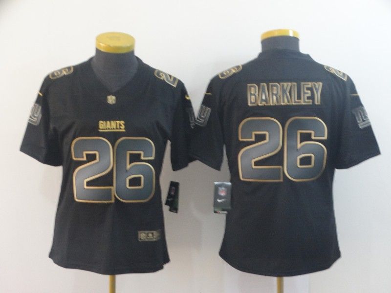 New York Giants BARKLEY #26 Black Gold Vapor Limited Women NFL Jersey