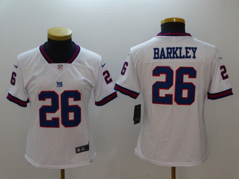 New York Giants BARKLEY #26 White Women NFL Jersey