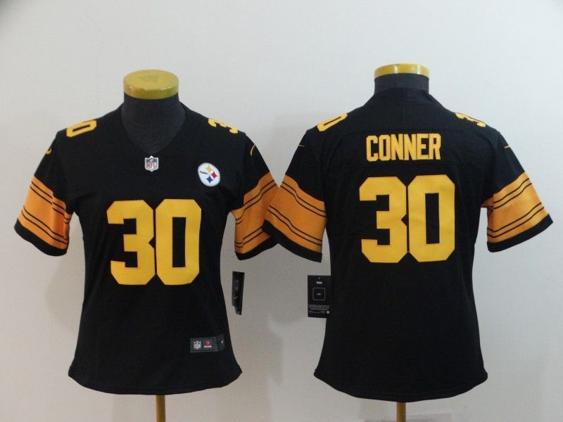 Pittsburgh Steelers CONNER #30 Black Women NFL Jersey 03