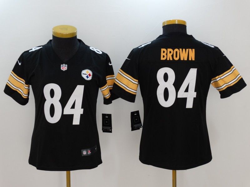 Pittsburgh Steelers BROWN #84 Black Women NFL Jersey 02