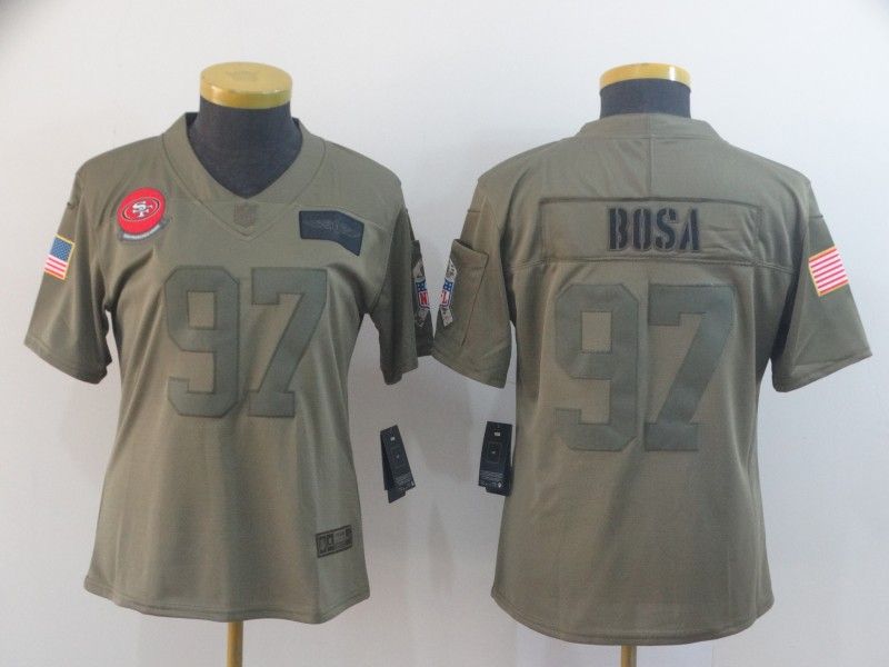 San Francisco 49ers BOSA #97 Olive Salute To Service Women NFL Jersey