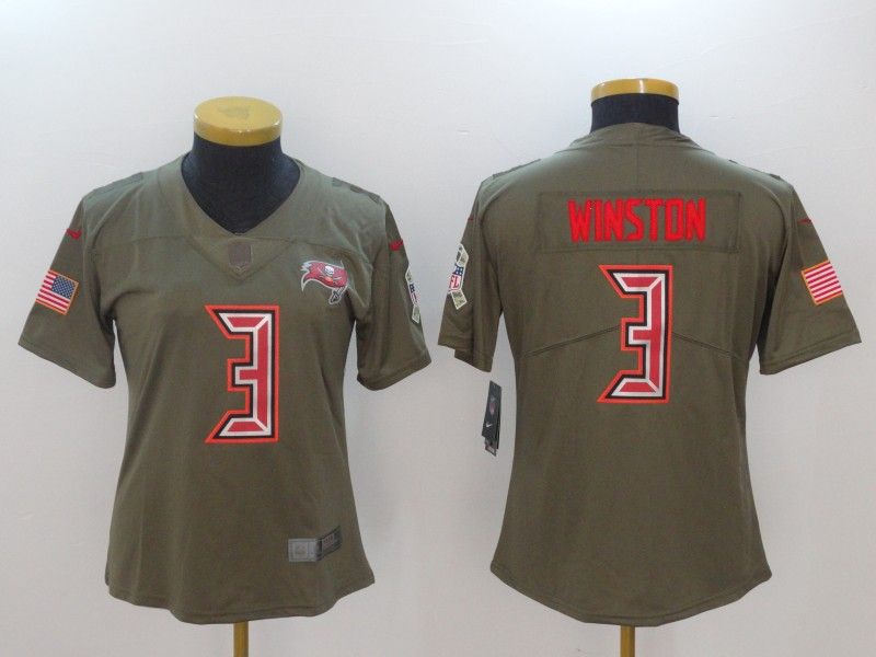 Tampa Bay Buccaneers WINSTON #3 Olive Salute To Service Women NFL Jersey