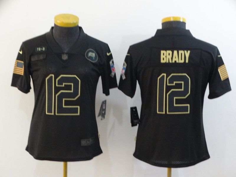 Tampa Bay Buccaneers BRADY #12 Black Gold Salute To Service Women NFL Jersey