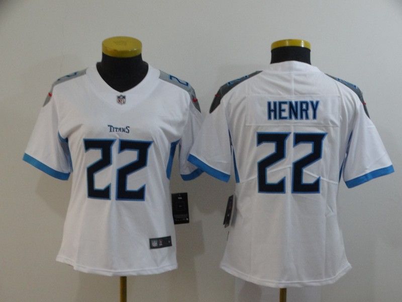 Tennessee Titans HENRY #22 White Women NFL Jersey