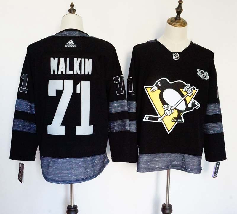 Pittsburgh Penguins MALKIN #71 Black 100th Anniversary NHL Jersey