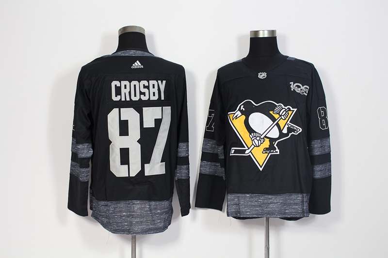Pittsburgh Penguins CROSBY #87 Black 100th Anniversary NHL Jersey