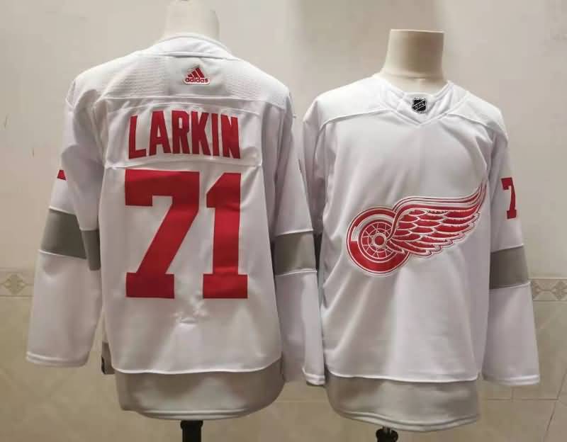 Detroit Red Wings LARKIN #71 White NHL Jersey 02