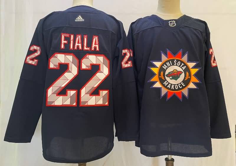 Minnesota Wild FIALA #22 Dark Blue NHL Jersey