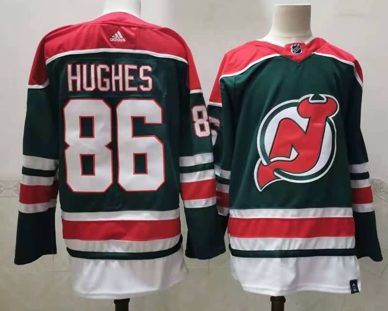 New Jersey Devils HUGHES #86 Green NHL Jersey