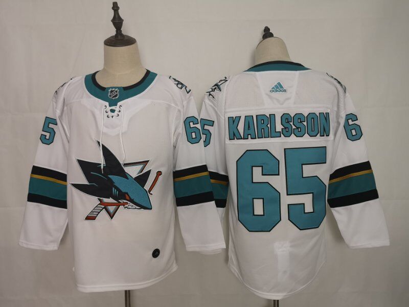 San Jose Sharks KARLSSON #65 White NHL Jersey