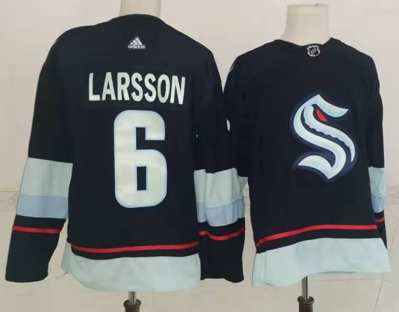 Seattle Kraken LARSSON #6 Dark Blue NHL Jersey