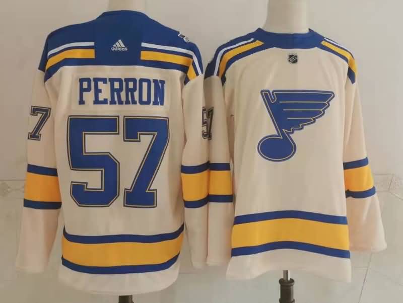 St Louis Blues PERRON #57 Cream NHL Jersey