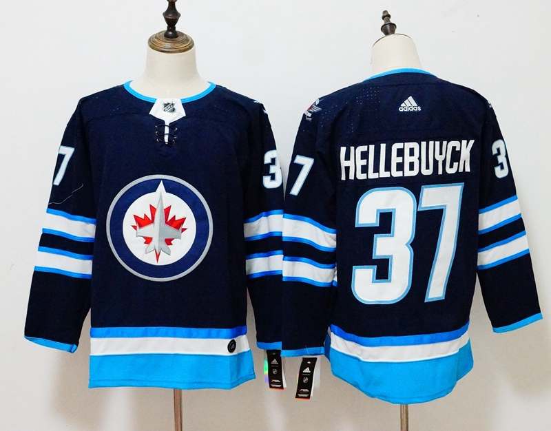 Winnipeg Jets HELLEBUYCK #37 Dark Blue NHL Jersey