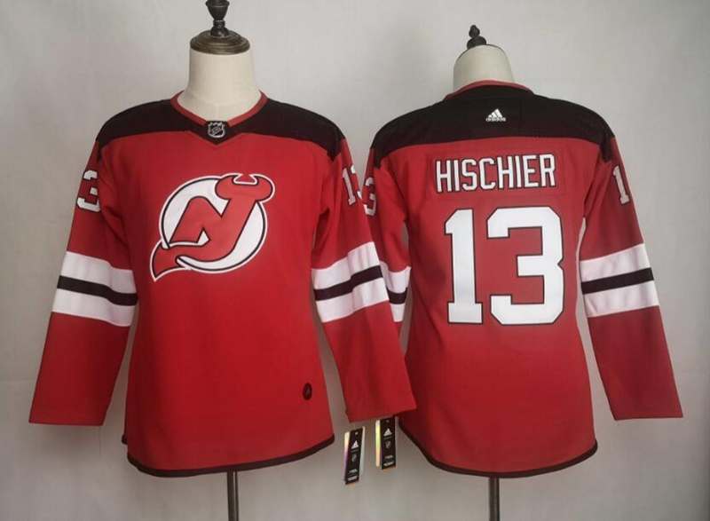 New Jersey Devils HISCHIER #13 Red Women NHL Jersey