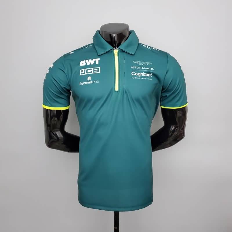 AAA(Thailand) Aston Martin 2021 Green Polo Soccer T-Shirt