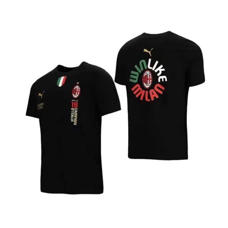 AAA(Thailand) AC Milan 2022 19 Champions Black Soccer T-Shirts